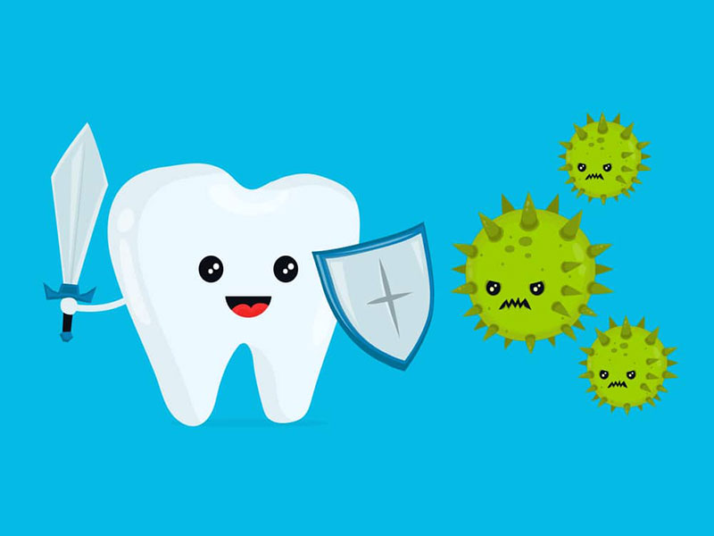 animation of teeth fighting virus