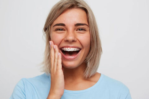 A women having braces