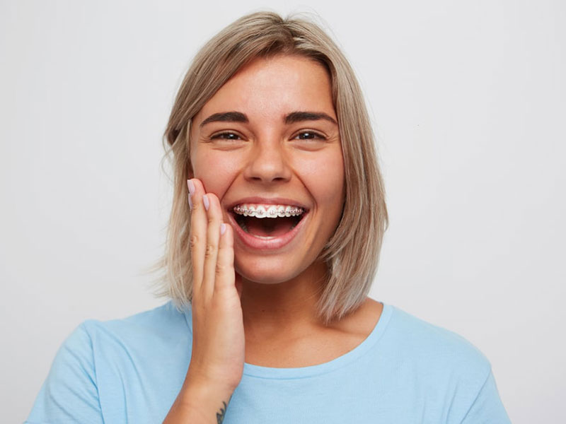 A women having braces