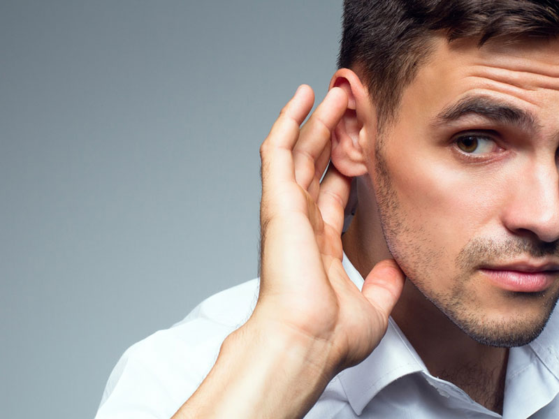 A Man has a hearing problem