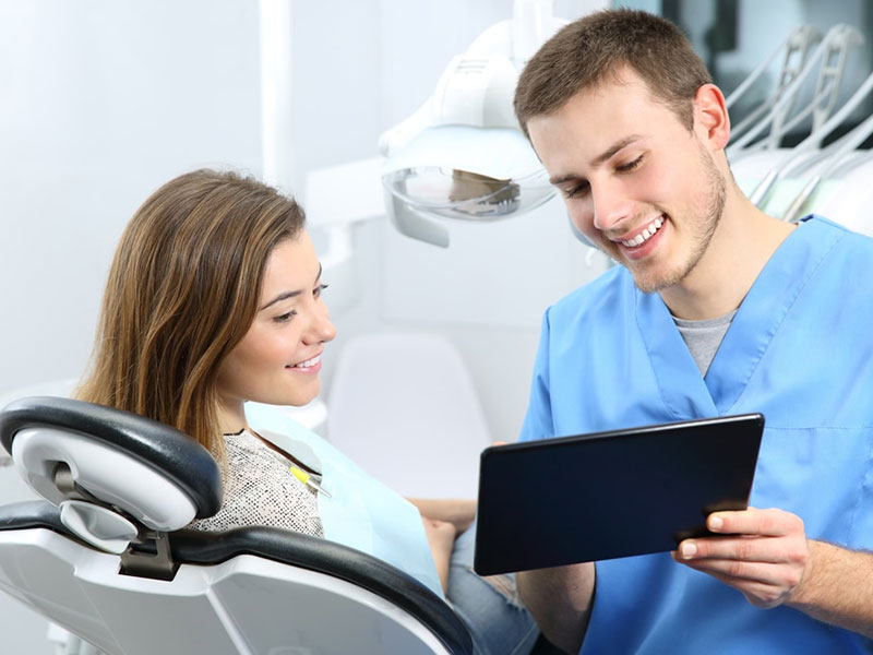 A doctor talking to a women